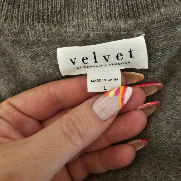 Velvet by Graham & Spencer Bonnie Stripe Cashmere Turtle Neck Sweater Sz L - Picture 9 of 9